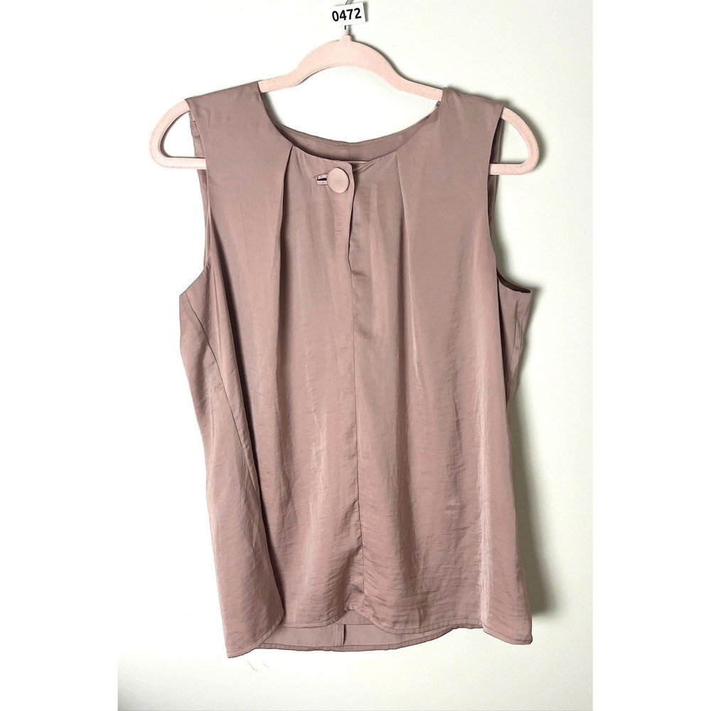 2/$30 Cabi Mauve Pink Pleated Button Front Sleeveless Blouse Size M